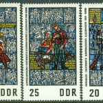 DDR – M 1346-1348 Sachsenhausens nationella minnesmärke, glasfönster, 3 kpl **