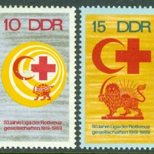 DDR – M 1466-1467 Röda Korsets förbund 50 år, 2 kpl **