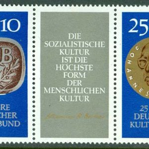 DDR – M 1592-1593 Tyska kulturföreningen (DKB) 25 år, 3-strip kpl **