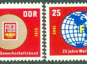 DDR – M 1577-1578 25-årsjubiléer, bl.a. Fria Tyska Fackförbundet, 2 kpl **