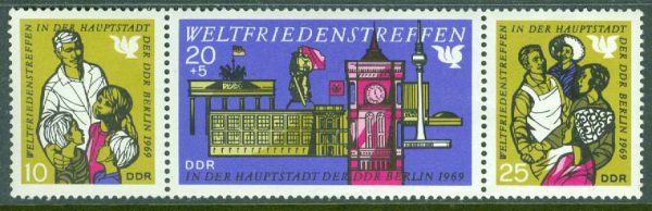 DDR - M 1478-1480 Världsfredsmöte i Berlin, 3-strip kpl **