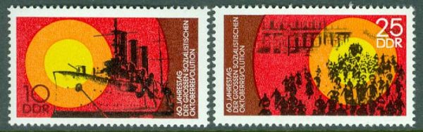 DDR - M 2259-2260 Oktoberrevolutionen i Ryssland 60 år, 2 kpl **