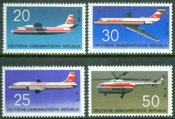 DDR - M 1524-1527 Flygplan, 4 kpl ** vht
