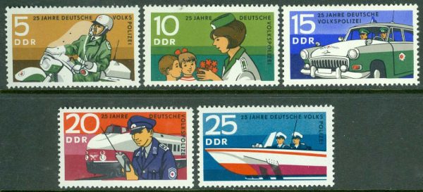 DDR - M 1579-1583 Tyska folkpolisen 25 år, 5 kpl **