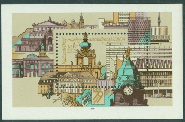 DDR - M 2443 (BL 55) Historiska och moderna byggnader i Dresden, block **