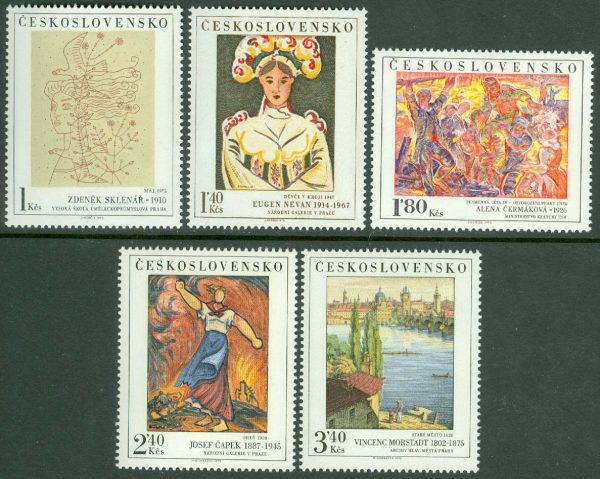 Tjeckoslovakien - M 2294-2298 Konst från Nationalgalleriet, 5 kpl **