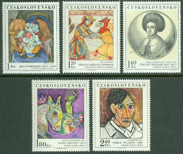 Tjeckoslovakien - M 2105-2109 Konst från Nationalgalleriet, 5 kpl **