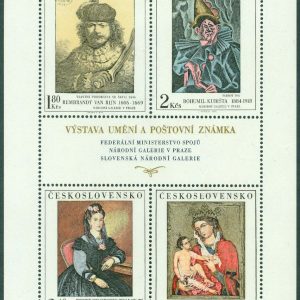 Tjeckoslovakien – M 2174-2177 Konst från Nationalgalleriet VIII, miniark **