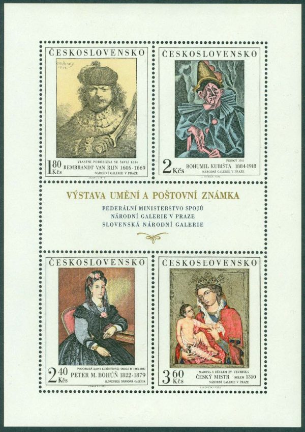 Tjeckoslovakien - M 2174-2177 Konst från Nationalgalleriet VIII, miniark **