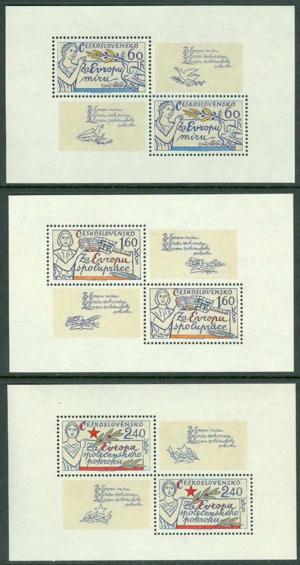 M 2407-2409 Fredens och samarbetets Europa.(1977), 3 miniark kpl **