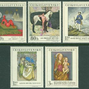 Tjeckoslovakien – M 1839-1843 Konst från Nationalgalleriet, 5 kpl **