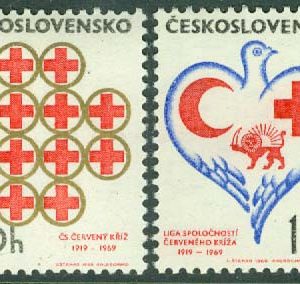 Tjeckoslovakien – M 1851-1852 Röda Korset 50 år, 2 kpl **