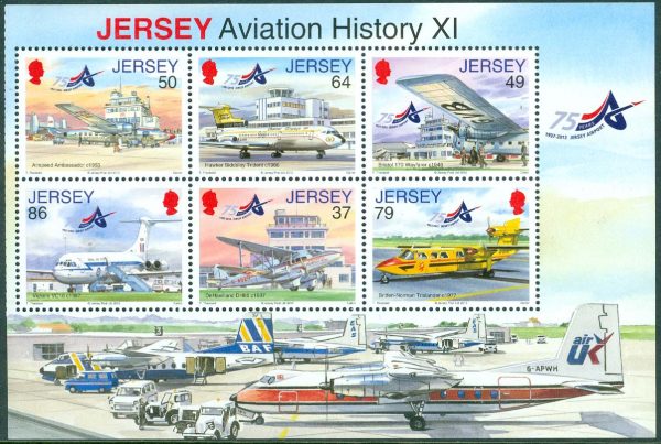 Jersey - M 1622-1627 Luftfartshistoria; Flyg på Jersey 75 år, 6 kpl i häftesblock **