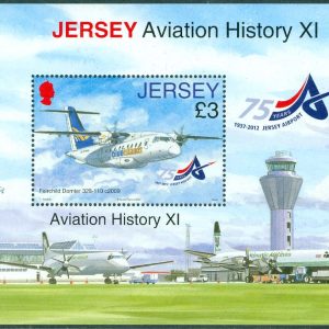 Jersey – M 1628 Luftfartshistoria. Flyg på Jersey 75 år, häftesblock **