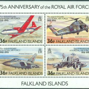 Falkland Islands – M  584-587 (BL 11) Royal Air Force RAF 75 år, block **