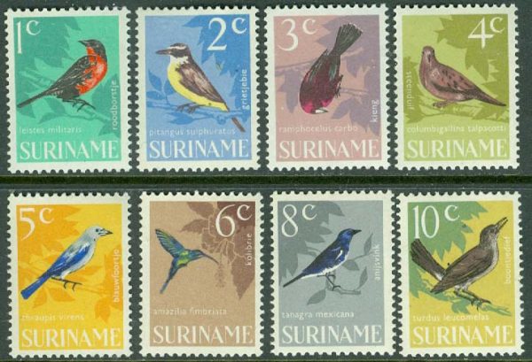 Surinam - M  484-491 Fåglar, 8 kpl **