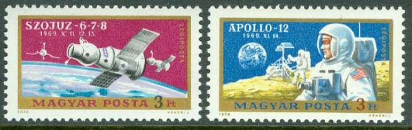 Ungern - M 2575-2576 A Sojus 6-7-8 och Apollo 12, 2 kpl **