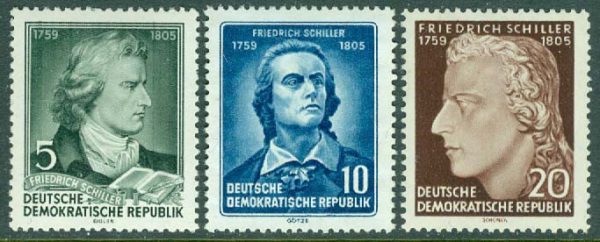 DDR - M  464-466AY Diktaren Friedrich Schiller död 150 år, 3 kpl **