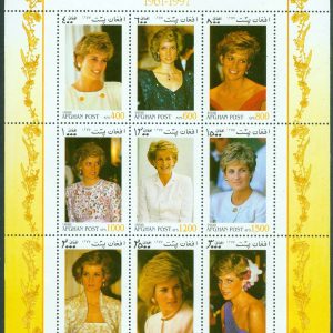 Afghanistan – M 1775-1783 Prinsessan Diana in memoriam, 9 kpl i miniark **