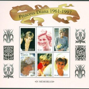 Antigua & Barbuda – M 2647-2652 Prinsessan Diana in memoriam, miniark **