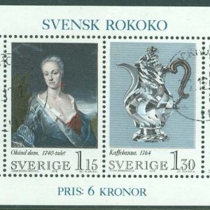 F 1095-1098 (BL 5) Svensk Rokoko, block kpl stpl 08.12.79