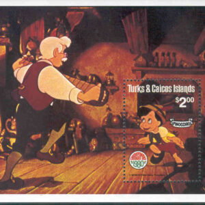Turks & Caicos Islands – M  512 (BL 25) Disney. Pinocchio, block **