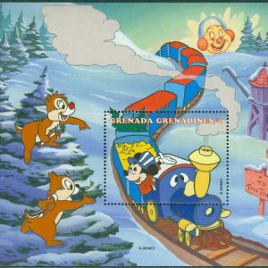 Grenada Grenadines – M 2826 (BL 429) Jul: Walt Disney-karaktärer på tåget, Musse Pigg. Block **
