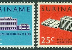 Surinam – M  577-578 Invigning av UPU´s nya administrationsbyggnad i Bern, 2 kpl **