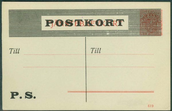 F PS  9 Postkort P.S. obegagnat