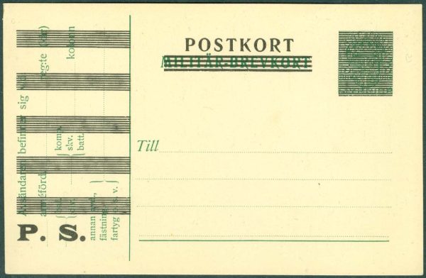 F PS 12 Postkort P.S. obegagnat