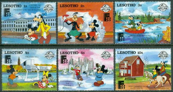 Lesotho - M  697-702 Disneyfigurer besöker Finland, 6 ol **
