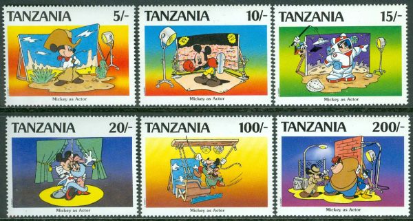 Tanzania - M  824-829 Musse Pigg som skådespelare, 6 ol **