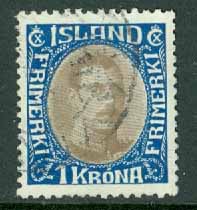 Island – F  155 Christian X, 1 kr stpl
