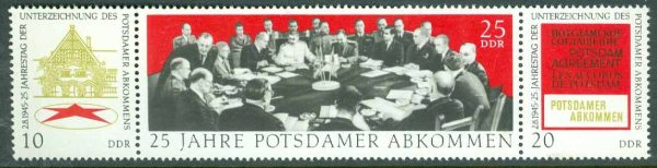 DDR - M 1598-1600 Undertecknandet av Potsdamavtale 25 år, 3-strip kpl **
