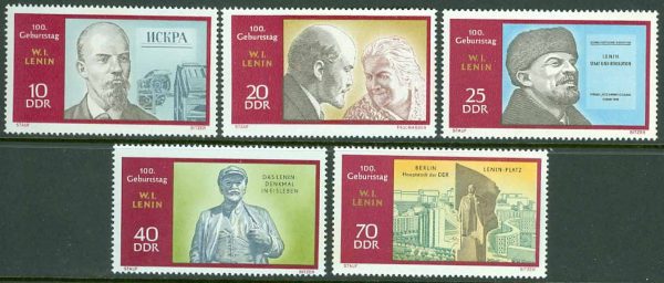 DDR - M 1557-1560 Lenins födelse 100 år, 5 kpl **