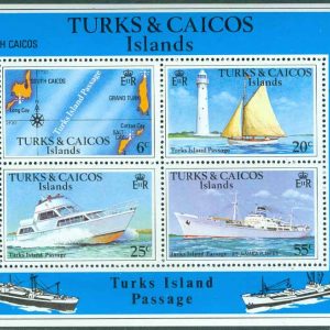 Turks & Caicos Islands – M  381-384Y (BL 9 Y) Fraktväg genom Turksöarnas vatten, block kpl **