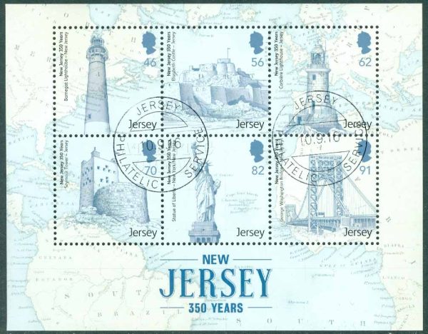 Jersey - M 1845-1850 (BL 120) Brittiska bosättningen i New Jersey 350 år, block kpl stpl