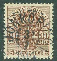 F Tj 36. Tjänste VM krona 30 öre. JÖNKÖPING 31.7 1914  (F/Sm)