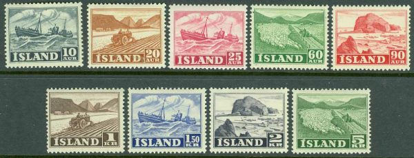 Island - F  297-299, 301-302, 304-306 Yrken och vyer, 9 ol *