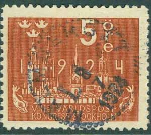 F  196 Världspostkongressen 5 öre MALMBERGET 8.7 1924  (BD/L)