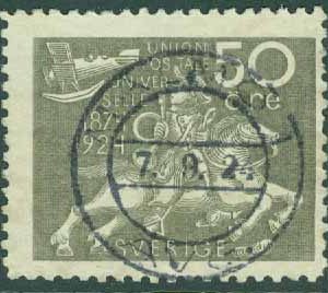 F  220 Världspostföreningen 50 öre. MALMÖ 1  7.9.24  (M/Sk)