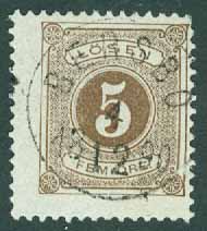 F L  13. Lösen 5 öre t. 13. BERSBO 4.12 1890  (E/Ög)