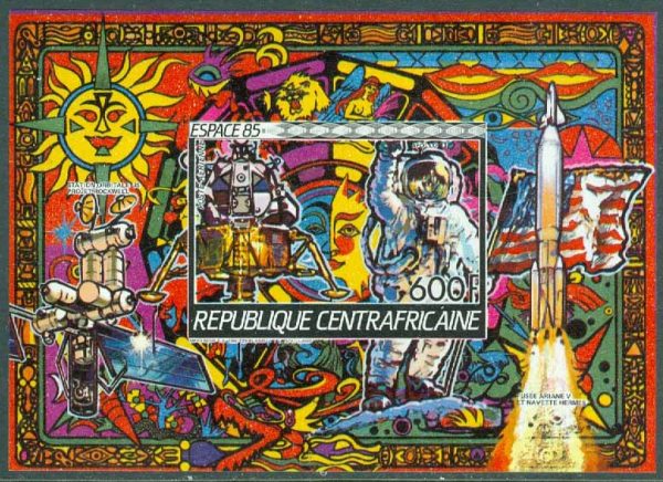 Centralafrika - M 1168 (BL 343 B) Rymdfart, Apollo 11, block **