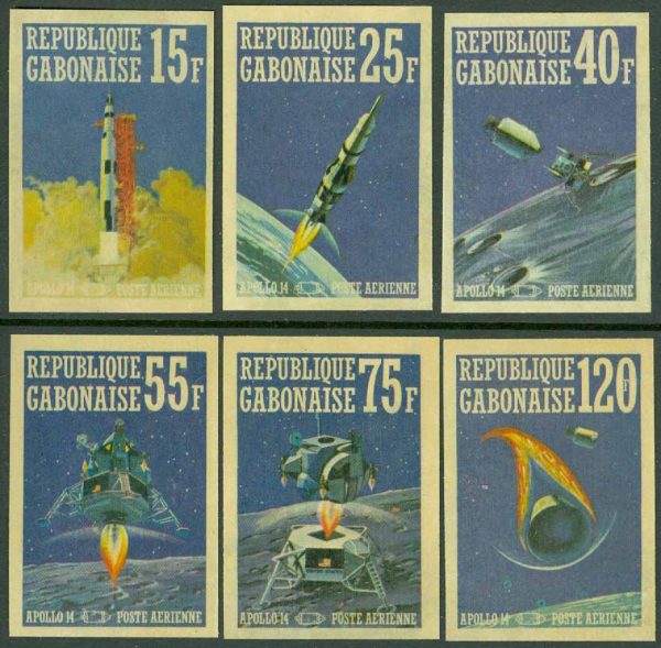 Gabon - M  411-416B Apollo 14, 6 kpl otandade **