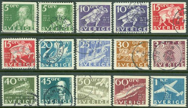 F  246-257 Postverket 300 år, 15 kpl stpl