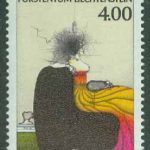 Liechtenstein – M 1123 Dam med knähund. Målning av Paul Wunderlich, 1 kpl **