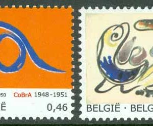 Belgien – M 3613-3614 Målningar av konstnärsgruppen COBRA, 2 kpl **