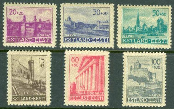 Estland - Tysk ockupation - M    4-9 Återuppbyggnad, 6 kpl **