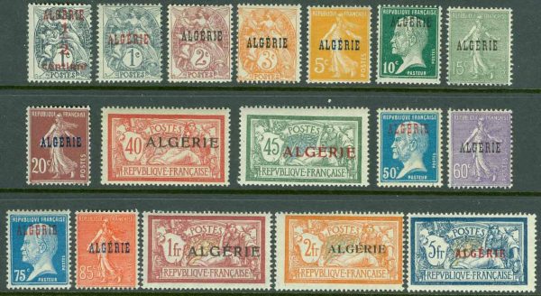 Algeriet - M    1-4, 6-9, 13-16, 18-22 Påtryck på franska frimärken, 17 ol **