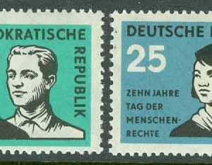 DDR – M  669-670 FN:s förklaring om de mänskliga rättigheterna 10 år, 2 kpl **